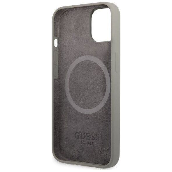 Guess Guess GUHMP13SSPLG iPhone 13 mini 5,4" szary/grey hard case Silicone Logo Plate MagSafe NoSize