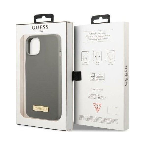 Guess Guess GUHMP13SSPLG iPhone 13 mini 5,4" szary/grey hard case Silicone Logo Plate MagSafe NoSize