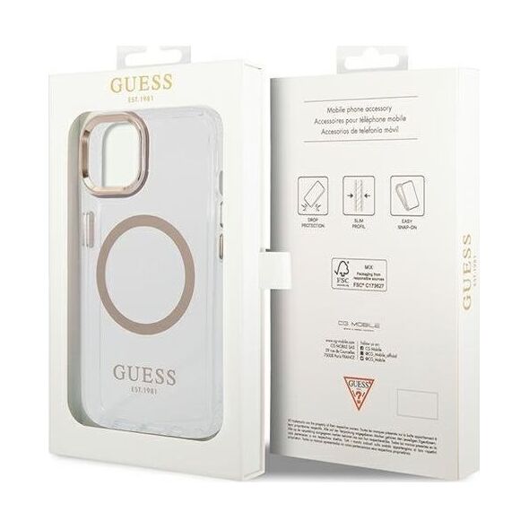 Guess Guess GUHMP14SHTRMD iPhone 14 6,1" złoty/gold hard case Metal Outline Magsafe NoSize