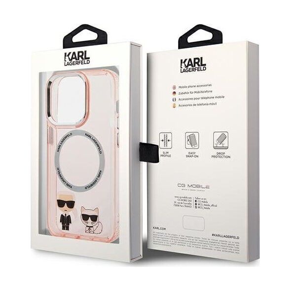 Karl Lagerfeld Karl Lagerfeld KLHMP14XHKCP iPhone 14 Pro Max 6,7" hardcase różowy/pink Karl & Choupette Aluminium Magsafe NoSize