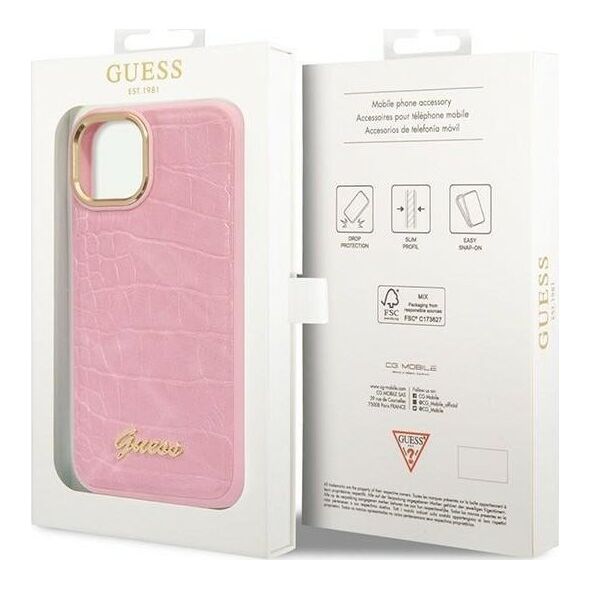 Guess Etui Guess GUHCP14MHGCRHP Apple iPhone 14 Plus różowy/pink hardcase Croco Collection