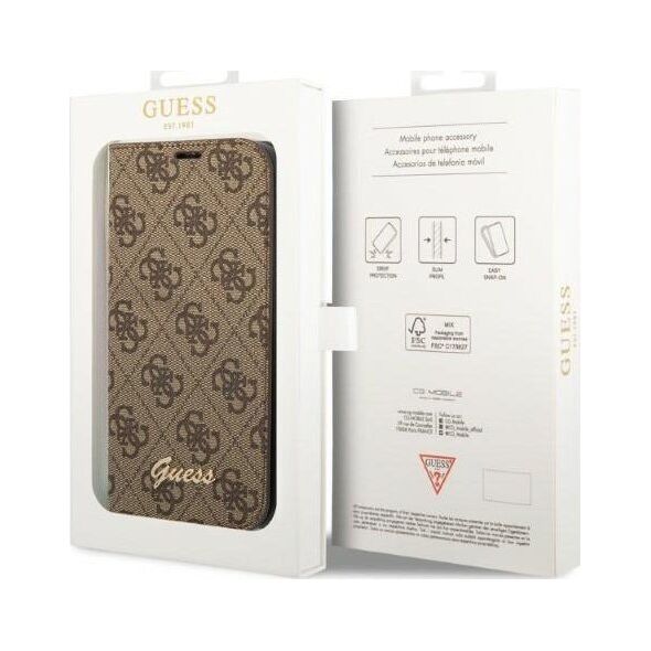 Guess Etui Guess GUBKP14SHG4SHW Apple iPhone 14 brązowy/brown book 4G Vintage Gold Logo