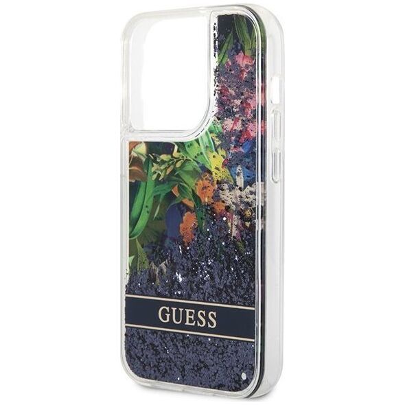 Guess Etui Guess GUHCP14XLFLSB Apple iPhone 14 Pro Max niebieski/blue hardcase Flower Liquid Glitter