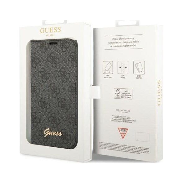 Guess Etui Guess GUBKP14LHG4SHK Apple iPhone 14 Pro czarny/black book 4G Vintage Gold Logo
