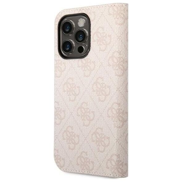 Guess Etui Guess GUBKP14LHG4SHP Apple iPhone 14 Pro różowy/pink book 4G Vintage Gold Logo