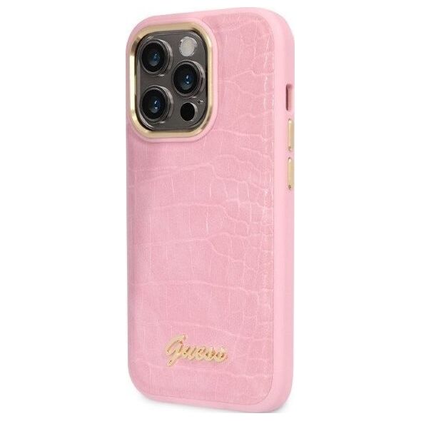 Guess Etui Guess GUHCP14LHGCRHP Apple iPhone 14 Pro różowy/pink hardcase Croco Collection