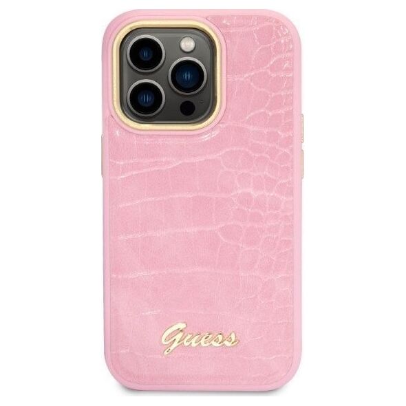 Guess Etui Guess GUHCP14LHGCRHP Apple iPhone 14 Pro różowy/pink hardcase Croco Collection
