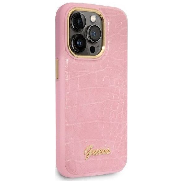 Guess Etui Guess GUHCP14LHGCRHP Apple iPhone 14 Pro różowy/pink hardcase Croco Collection