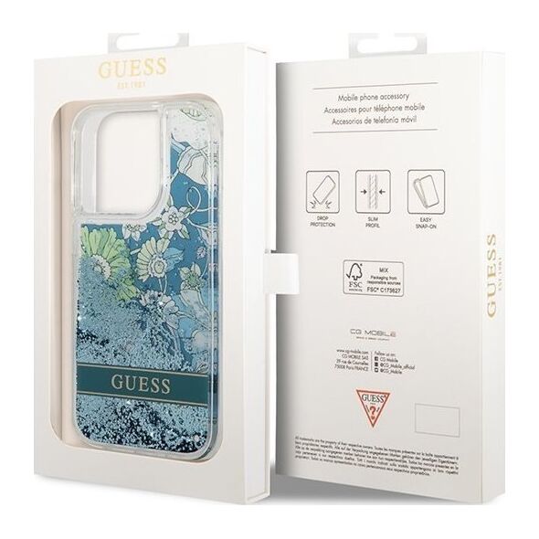 Guess Etui Guess GUHCP14XLFLSN Apple iPhone 14 Pro Max zielony/green hardcase Flower Liquid Glitter