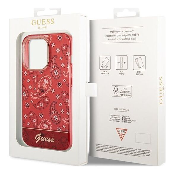 Guess Etui Guess GUHCP14XHGBNHR Apple iPhone 14 Pro Max czerwony/red hardcase Bandana Paisley