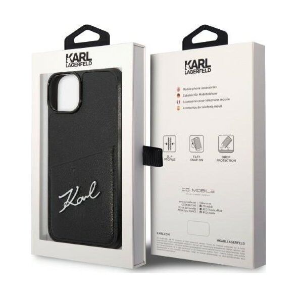 Karl Lagerfeld Etui Karl Lagerfeld KLHCP14MCSSK Apple iPhone 14 Plus hardcase czarny/black Signature Logo Cardslot