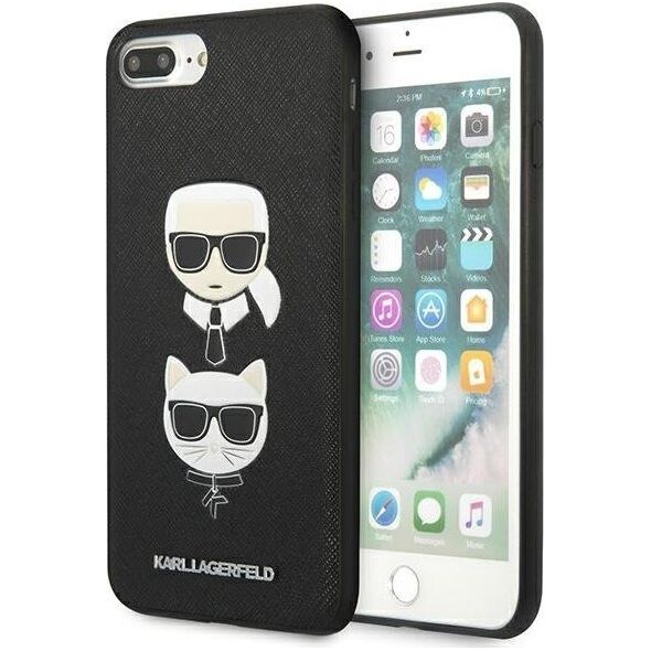 Karl Lagerfeld Etui Karl Lagerfeld KLHCI8LSAKICKCBK Apple iPhone 8/7 Plus czarny/black hardcase Saffiano Ikonik Karl&Choupette Head