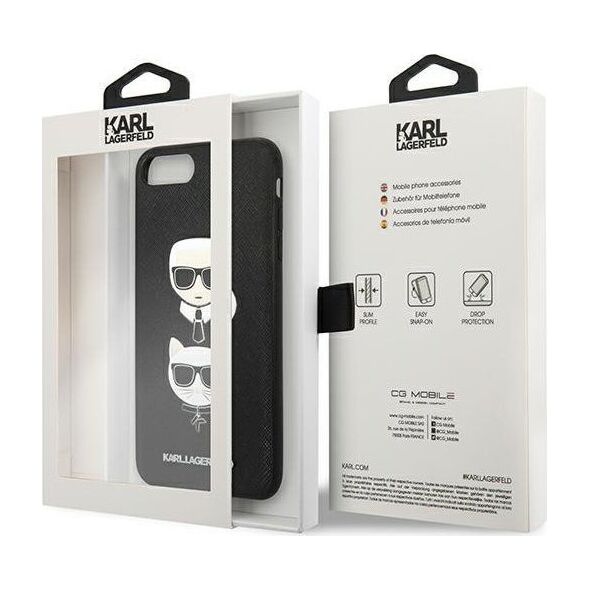Karl Lagerfeld Etui Karl Lagerfeld KLHCI8LSAKICKCBK Apple iPhone 8/7 Plus czarny/black hardcase Saffiano Ikonik Karl&Choupette Head