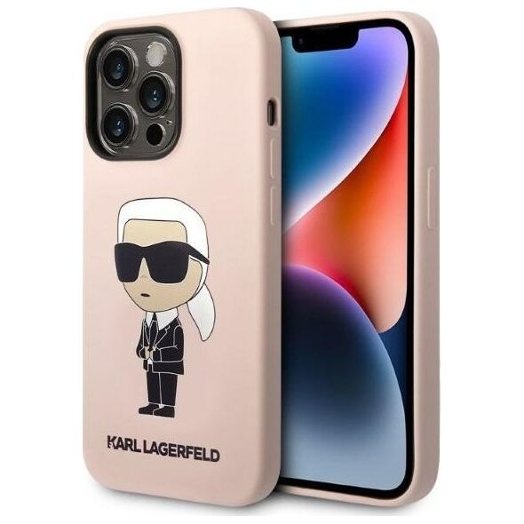 Karl Lagerfeld Etui Karl Lagerfeld KLHMP14LSNIKBCP Apple iPhone 14 Pro hardcase różowy/pink Silicone NFT Ikonik Magsafe
