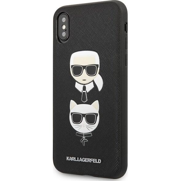 Karl Lagerfeld Etui Karl Lagerfeld KLHCI65SAKICKCBK Apple iPhone XS Max czarny/black hardcase Saffiano Ikonik Karl&Choupette Head