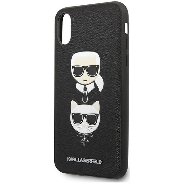 Karl Lagerfeld Etui Karl Lagerfeld KLHCI65SAKICKCBK Apple iPhone XS Max czarny/black hardcase Saffiano Ikonik Karl&Choupette Head