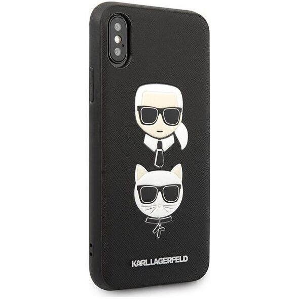 Karl Lagerfeld Etui Karl Lagerfeld KLHCPXSAKICKCBK Apple iPhone XS/X czarny/black hardcase Saffiano Ikonik Karl&Choupette Head