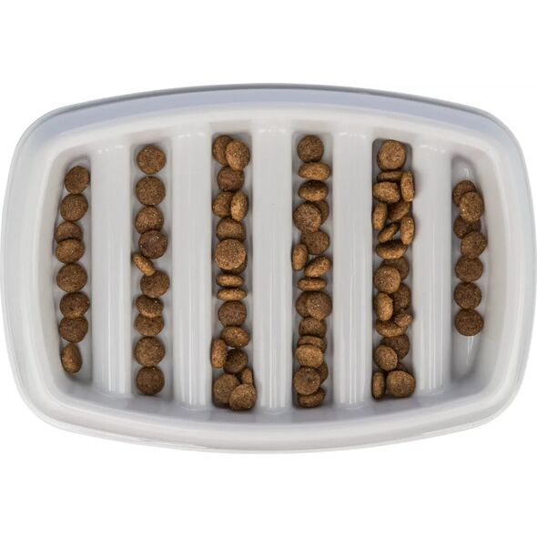 Trixie Slow Feeding, miska, dla kota, szara, plastik/TPR, 0,25 l/21 × 14 cm,, spowalniająca jedzenie