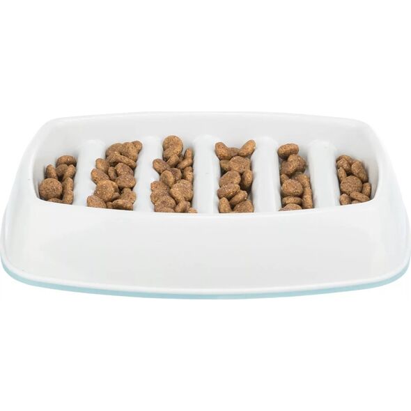 Trixie Slow Feeding, miska, dla kota, szara, plastik/TPR, 0,25 l/21 × 14 cm,, spowalniająca jedzenie