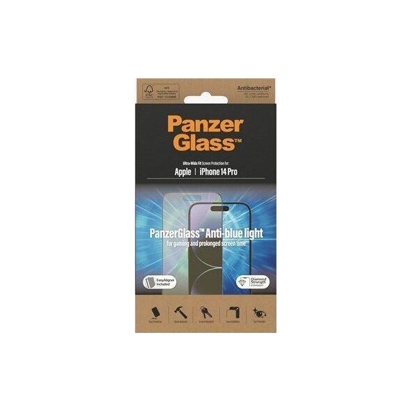 PanzerGlass PanzerGlass Ultra-Wide Fit iPhone 14 Pro 6,1" Screen Protection Antibacterial Easy Aligner Included Anti-blue light 2792