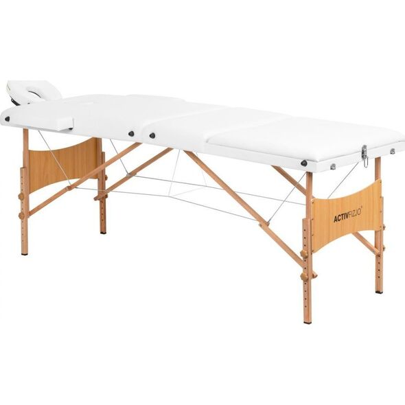 Activeshop STÓŁ SKŁADANY DO MASAŻU WOOD KOMFORT ACTIV FIZJO LUX 3 SEGMENTOWY 190X70 BIAŁY