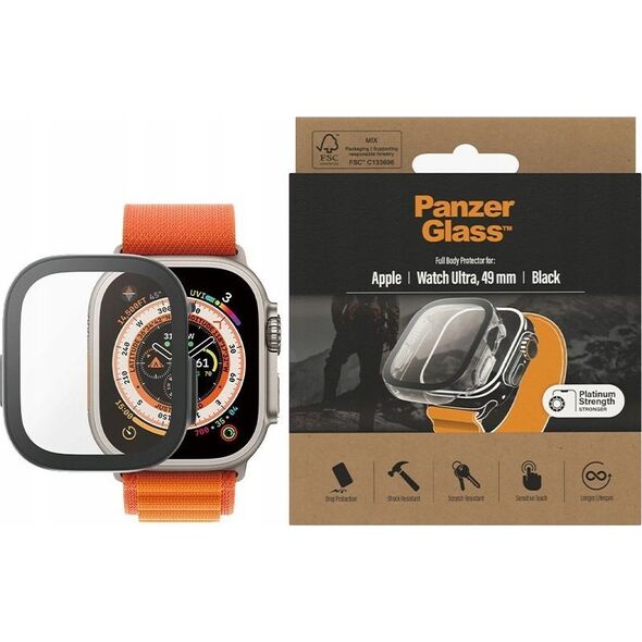 PanzerGlass PanzerGlass Full Body - szkło antybakteryjne full body do Apple Watch Ultra 49mm czarna ramka