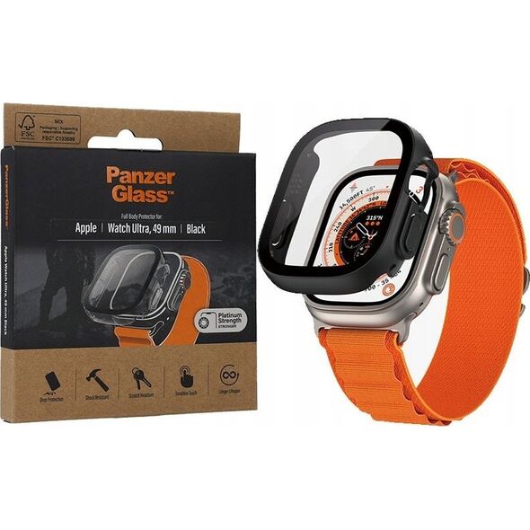 PanzerGlass PanzerGlass Full Body - szkło antybakteryjne full body do Apple Watch Ultra 49mm czarna ramka