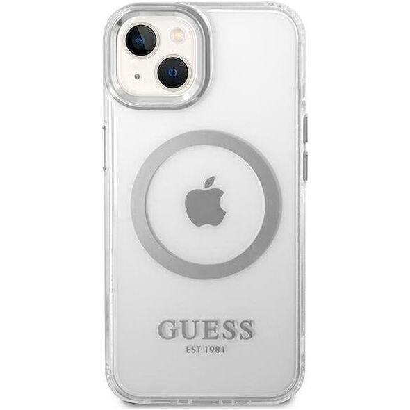 Guess Etui Guess Metal Outline Magsafe HardCase do iPhone 14 srebrne