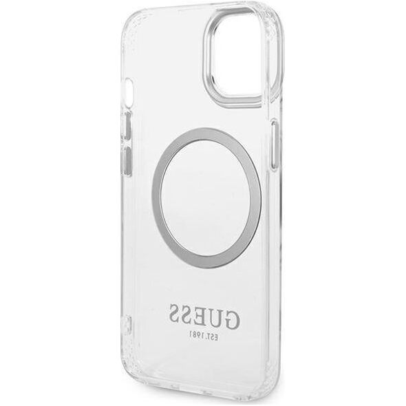 Guess Etui Guess Metal Outline Magsafe HardCase do iPhone 14 srebrne