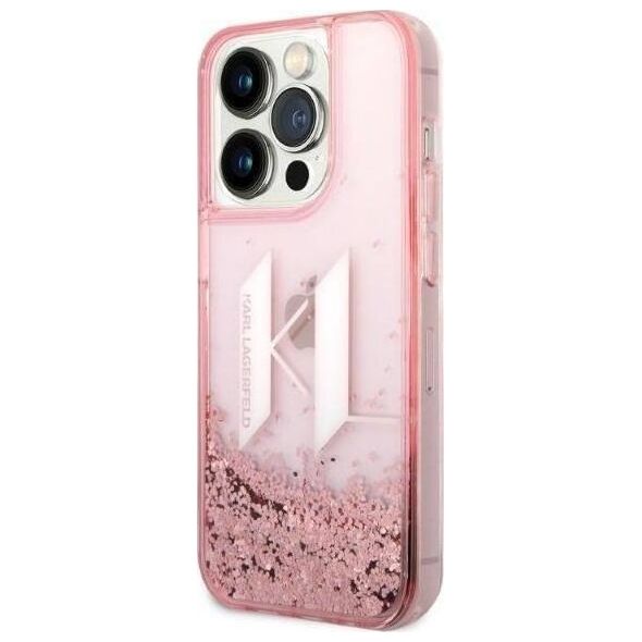 Karl Lagerfeld Etui Karl Lagerfeld Liquid Glitter Big KL HardCase do iPhone 14 Pro różowe