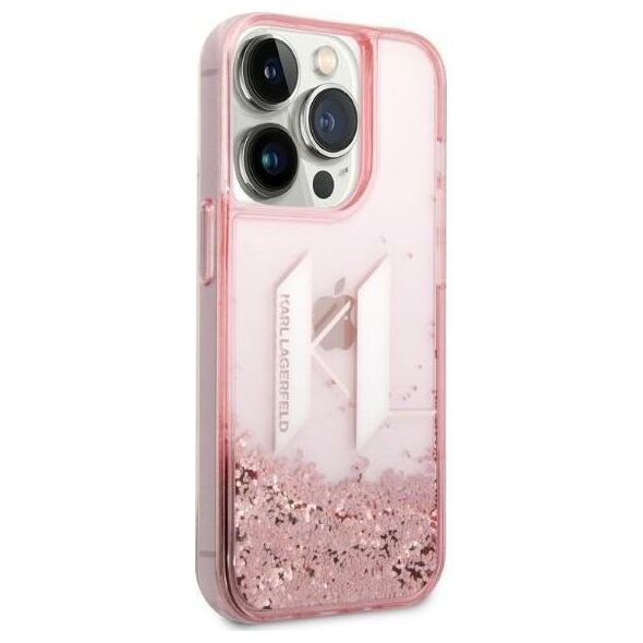Karl Lagerfeld Etui Karl Lagerfeld Liquid Glitter Big KL HardCase do iPhone 14 Pro różowe