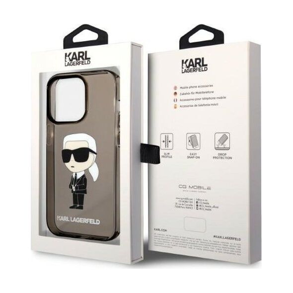 Karl Lagerfeld Etui Karl Lagerfeld KLHCP14LHNIKTCK Apple iPhone 14 Pro czarny/black hardcase Ikonik Etui Karl Lagerfeld