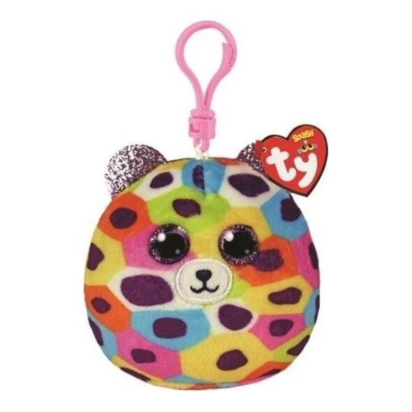 Breloczek TY Maskotka brelok TY Squish-a-Boos GISELLE - tęczowy leopart 8,5cm 39564