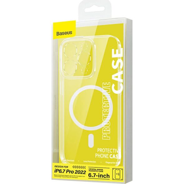 Baseus Zestaw ochronny Baseus Crystal przeźroczyste etui magnetyczne i szkło hartowane do iPhone 14 Pro Max