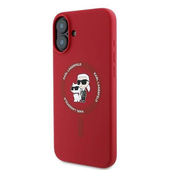 Original Case IPHONE 16 PLUS Karl Lagerfeld Hardcase Silicone Karl&Choupette Ring MagSafe red 3666339318697