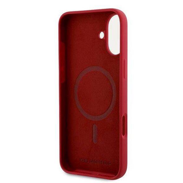 Original Case IPHONE 16 PLUS Karl Lagerfeld Hardcase Silicone Karl&Choupette Ring MagSafe red 3666339318697