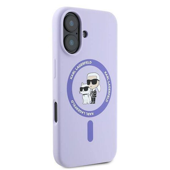 Original Case IPHONE 16 PLUS Karl Lagerfeld Hardcase Silicone Karl&Choupette Ring MagSafe purple 3666339318734