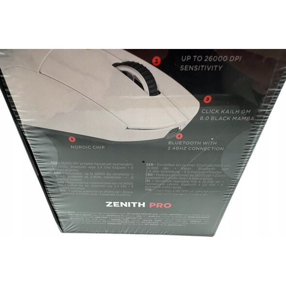 Rampage Zenith Pro mysz bezprzewodowa 26000 DPI biała + odbiornik 4 KHz PAW3395 BT 5.2