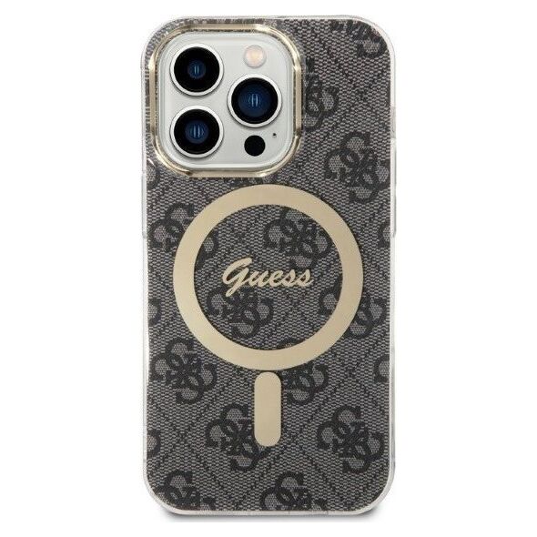 Guess Zestaw Guess GUBPP14XH4EACSK Case+ Charger iPhone 14 Pro Max 6,7" czarny/black hard case 4G Print MagSafe NoSize
