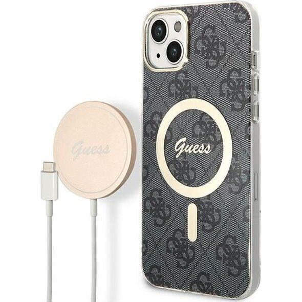 Guess Zestaw Guess GUBPP14MH4EACSK Case+ Charger iPhone 14 Plus 6,7" czarny/black hard case 4G Print MagSafe NoSize