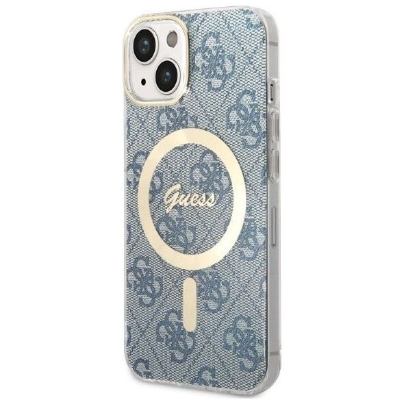 Guess Zestaw Guess GUBPP14MH4EACSB Case+ Charger iPhone 14 Plus 6,7" niebieski/blue hard case 4G Print MagSafe NoSize