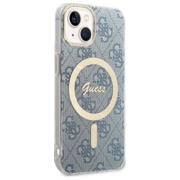 Guess Zestaw Guess GUBPP14MH4EACSB Case+ Charger iPhone 14 Plus 6,7" niebieski/blue hard case 4G Print MagSafe NoSize