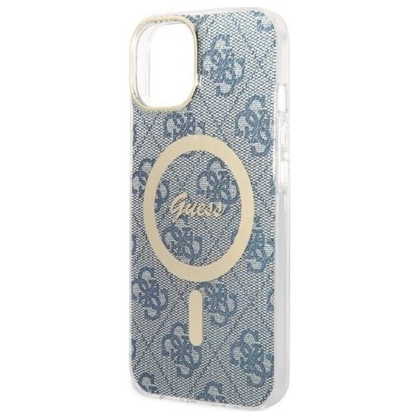 Guess Zestaw Guess GUBPP14MH4EACSB Case+ Charger iPhone 14 Plus 6,7" niebieski/blue hard case 4G Print MagSafe NoSize