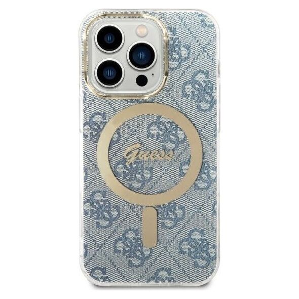 Guess Zestaw Guess GUBPP14XH4EACSB Case+ Charger iPhone 14 Pro Max 6,7" niebieski/blue hard case 4G Print MagSafe NoSize