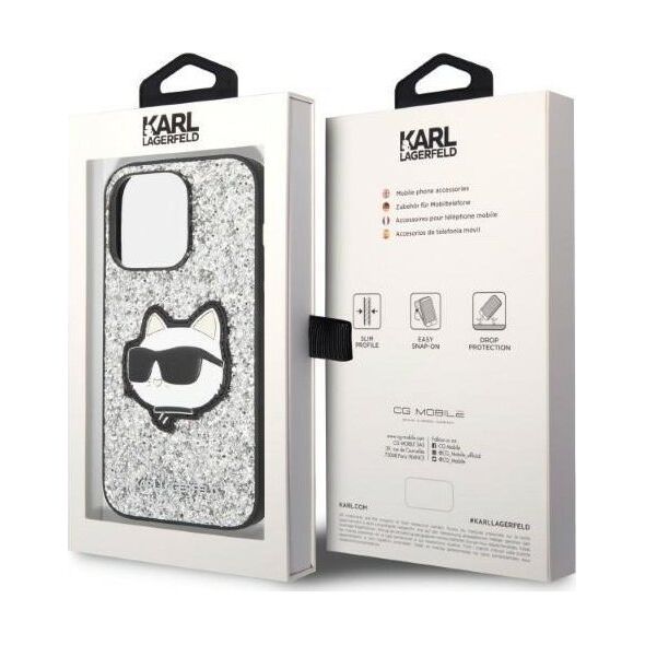 Karl Lagerfeld Karl Lagerfeld KLHCP14XG2CPS iPhone 14 Pro Max 6,7" srebrny/silver hardcase Glitter Choupette Patch NoSize