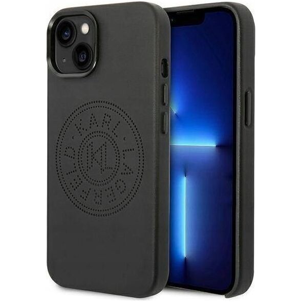 Karl Lagerfeld KARL LAGERFELD IPHONE 14 PLUS LEATHER PERFORATED LOGO KLHCP14MFWHK BLACK