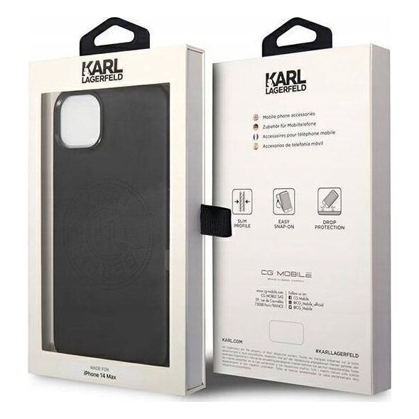Karl Lagerfeld KARL LAGERFELD IPHONE 14 PLUS LEATHER PERFORATED LOGO KLHCP14MFWHK BLACK