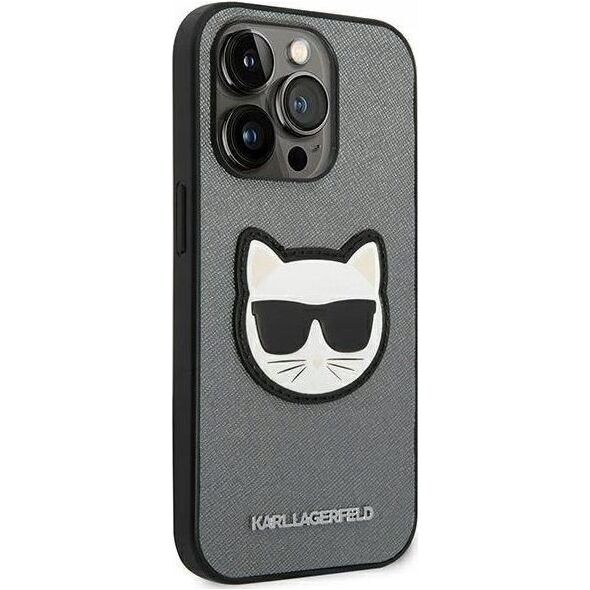 Karl Lagerfeld KARL LAGERFELD IPHONE 14 PRO MAX SILVER CHOUPETTE HEAD PATCH KLHCP14XSAPCHG