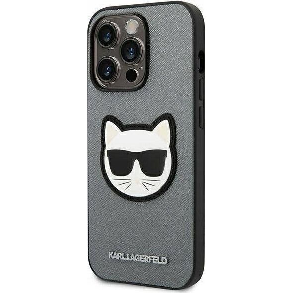 Karl Lagerfeld KARL LAGERFELD IPHONE 14 PRO MAX SILVER CHOUPETTE HEAD PATCH KLHCP14XSAPCHG