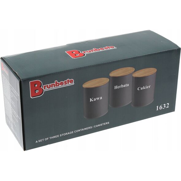 Brunbeste ZESTAW 3 POJEMNIKÓW KAWA HERBATA CUKIER BRUNBESTE BB-1632
